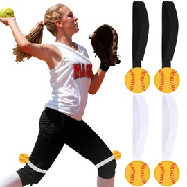 Rotatingpals 4 Pcs Softball Pitching Training Aids Pitching Training Belt Circumference Pitching Bands Tools Training Equipment Pitching Leg Strap for Pitching Mechanics(Black，White)