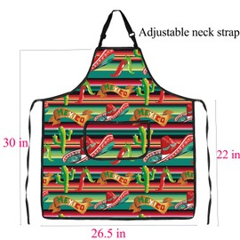 ENSIANTH Mexico Aprons for Men Women Mexican Aprons with Pockets Mexico Kitchen Chef Cooking BBQ Food Aprons Mexico Lover Gifts (Mexico Apron)