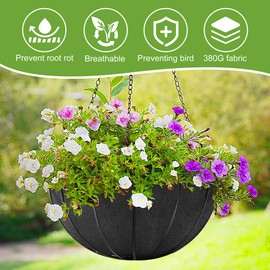 Adnee Adnee 118 x 14 Inch Non Woven Flower Pot Liner Roll-Black Felt Hanging Basket Liners Roll-Fabric Planter Liner Roll for Garden Planter Window Hanging Flower Basket Indoor Outdoor