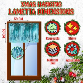 HOVUK 3Pk Ice Blue Foil Fringe Curtain 50cm - Tinsel Lametta Backdrop for Birthday Party, Graduation, Christmas Room Decor, Wedding Decorations, Streamer Curtain for Photo Booth and Event Backdrop