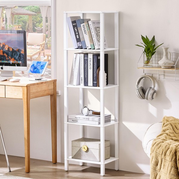 YUFAM 54in Tall Bookshelf 5-Tier Small Narrow Bookcase, Skinny Book