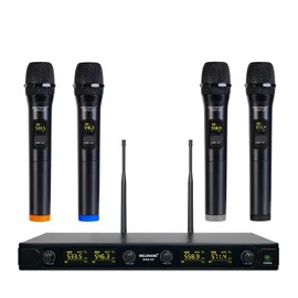 MELONARE UHF Wireless Microphone System, Quad-Channel Wireless Mic Set w/ 4 Handheld Mics, 260 ft, 4X 25 Frequencies, Dynamic Microphones for Singing, Home Karaoke, DJ, Church, Wedding (MWM-40F)