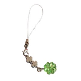 Meiliyizu Phone Charm Pendant, Adjustable Length Luck Clovers Charm Phone Lanyard, Green Sturdy Acrylic and Alloy Keychain for Mobiles and Bags