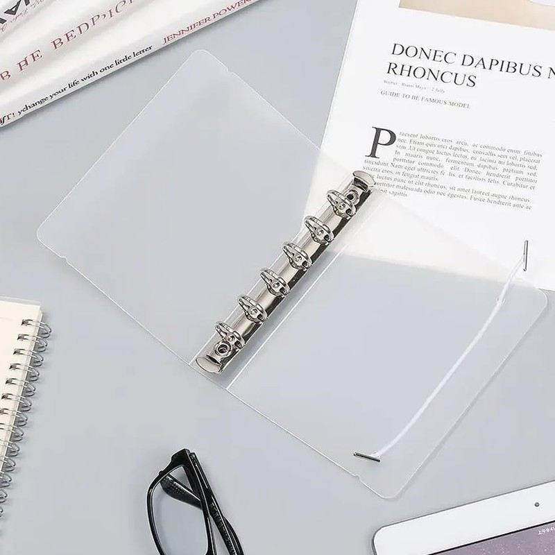 YFFSFDC Notepad A7 Transparent Binder Mini 6 Hole Personal Organizer