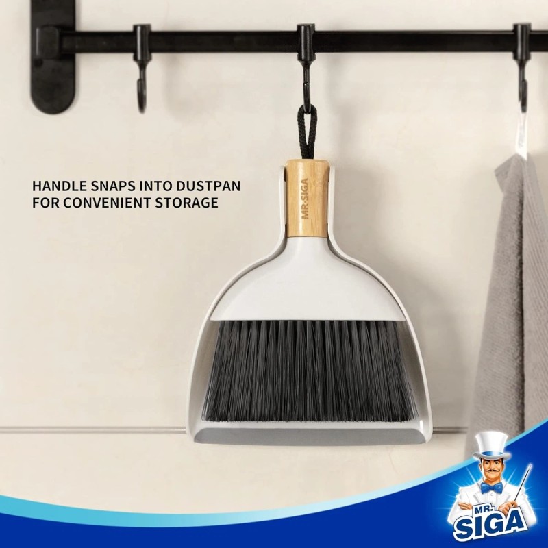MR.SIGA Mini Dustpan and Brush Set, Portable Cleaning Brush and