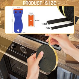 UZYXC 2 Rollen Schaumstoff-Dichtband Selbstklebend 2mmx10mmx5m + Entgrater, Wasserdichtes Dichtungsband für Auspuff Fenster Auto, Stoßdämpfend Schalldämmend Hitzebeständig