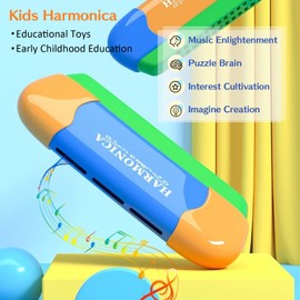 Harmonica Key of C 16 Hole Blues Mouth Organ for Kids Early Education, Easy to Play Musical Instrument Educational Toys for Beginners Children Party Holidays (Blue)