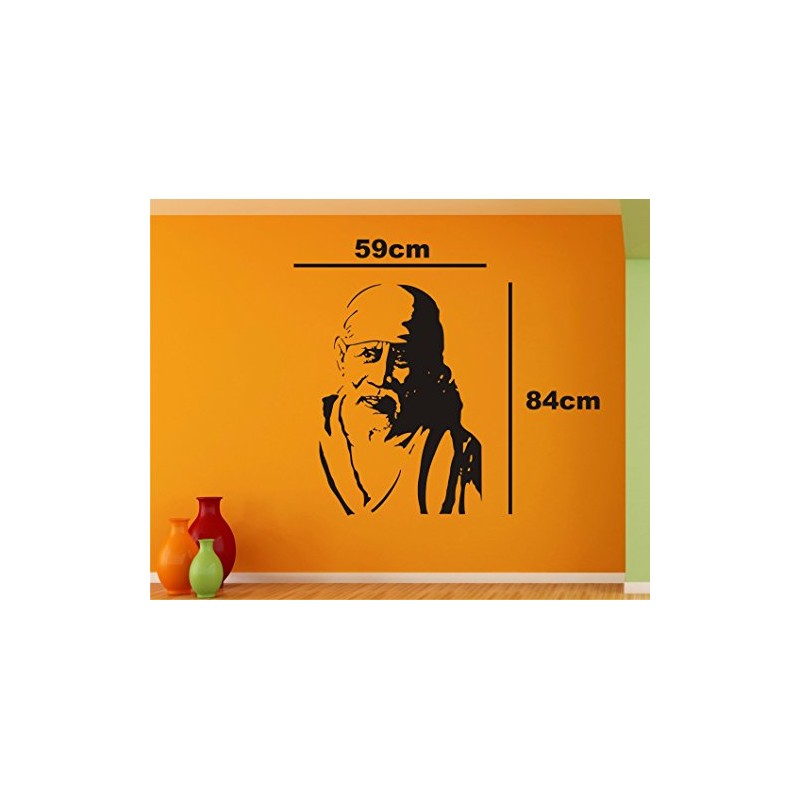 Sai Baba Black Wall Sticker Size(59 * 84) cm