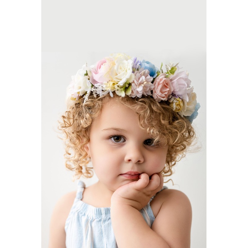 PoshMyra Easter Bunny Flower Crown Spring Floral Headpiece Pink Purple