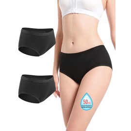 Incontinence Underwear for Women Washable Leak Proof Underwear for Women 50ml Regular Absorbent Womens Incontinence Underwear for Incontinence Postpartum Bladder Leak Protective Panties BL-2pcs-L