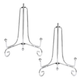 Murtenze 4 Inch Plate Stands For Display, Silver Iron Display Stand Photo Holder Stand, Silver Foldable Easel Stand Holder for Photo Frame, Artwork, Decorative Plates, Book, Collectibles（2 Pack）