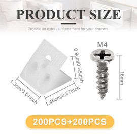 Pack of 40 Back Wall Screws, WitBicg Drawer Base Reinforcement Back Wall Connectors Cabinet Back Wall Unfabric Wedges Cabinet Back Wall with Screws - Repair Your Saggy Dresser Drawers, White