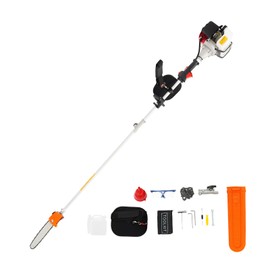 JAYGOVAN Gas Powered Pole Saw, 43CC 2-Cycle Gas Pole Saws Cordless 11.5 ft Extension Pole Saw with 12 inch Cutting Bar, Powerful Long Pruning Chain Saw Trimmer for Home Gardens, Parks, Green Spaces