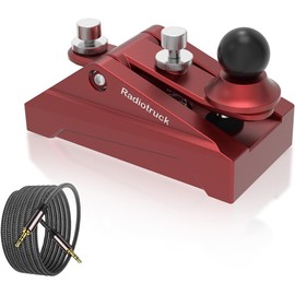 CW Morse Code Key - Pocket Morse Code Telegraph Key Aluminum Alloy Base Grey for Amateur Radio Ham Operators, Adjustable Tension (Red)