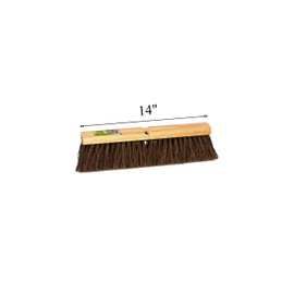 Unvert Indoor & Outdoor Broom Head – Heavy Duty Hardwood Block – Palmyra Bristles – Deck Scrub Brush – Two Threaded Handle Holes for Better Assist (14")