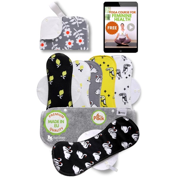 Washable Fabric Sanitary Pads Washable Organic Cotton Pack of 6