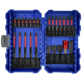 24 pcs Impact Screwdriver bit Set, S2 Steel Screwdriver Impact Set with Storage Box, with Retractable bit Holder and Magnetic nut Driver, Suitable for Electric Screwdrivers and Electric Drills