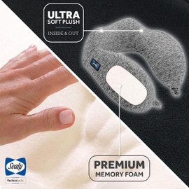 SEALY, Snag Fit Travel Pillow with Premium Memory Foam, Tailored Just for You with Contoured Support, The Ultimate Relaxation for Flights, Road Trips, and Your Home, Gray