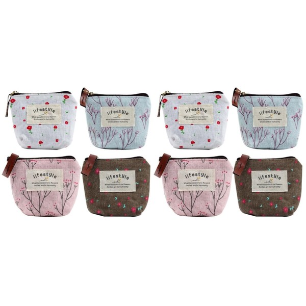 Zerodeko 8 Pcs mini coin pouch mini coin purse Canvas