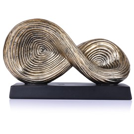 oliruim Abstract Art Infinity Loop Symbol Sculpture, Gold Geometric Knot Home Accents Decor for Paperweight, Table, Living Room, Office Decorative Objects (Vintage Gold)