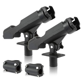 Universal Fit Fishing Rod Holder with Combo Mount for 360-degree Adjustment Kayak Fishing Boat Powerlock Rod Racks (#4 Multi-Positional Mounting-2PCS)