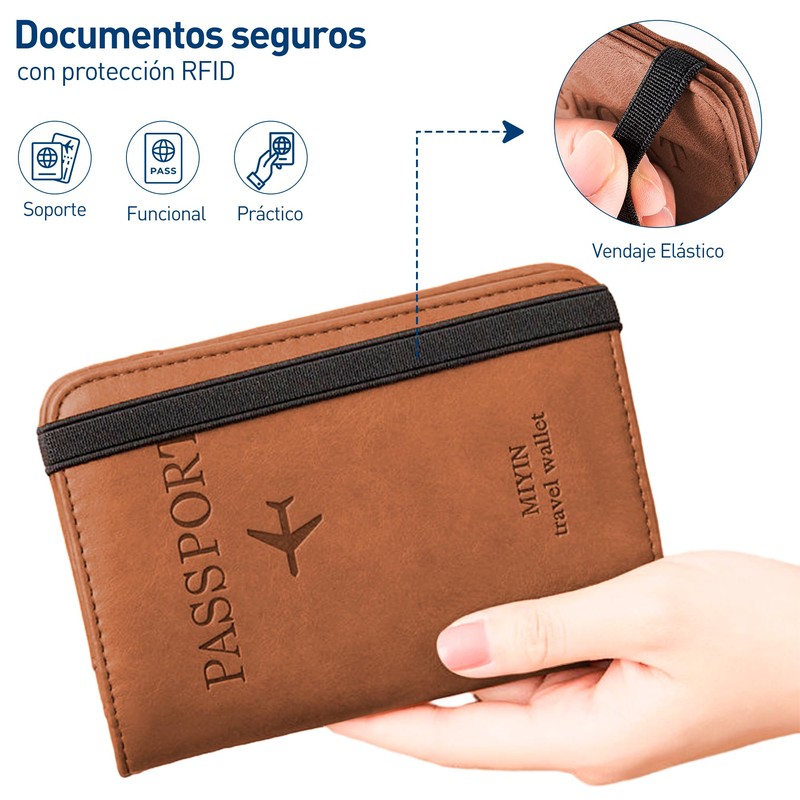 Bluelander Porta Pasaporte, con Protección RFID, Porta Pasaporte y Visa,