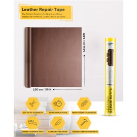 ZEFFFKA Leather Repair Patch 16 x 59 Inches Self-Adhesive Leather Tape Quick Application Easy to Use Large Coverage Area Durable Material for Furniture Car Seats Sofas Jackets and More (Brown)