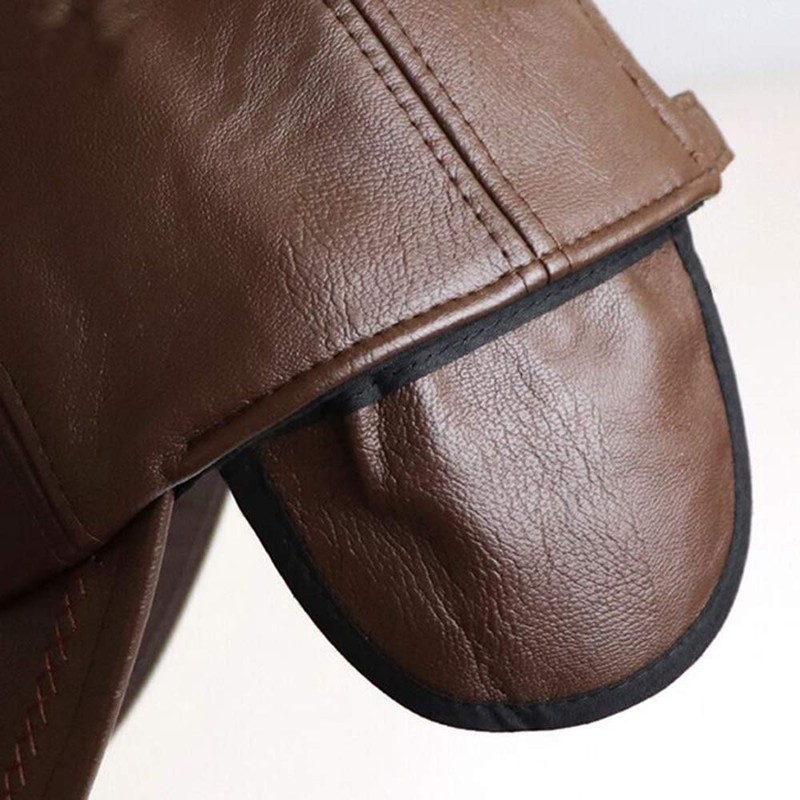 CHENNUO Leather Cap Men's PU Leather Baseball Cap Winter Baseball