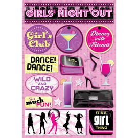 KAREN FOSTER Design Acid and Lignin Free Scrapbooking Sticker Sheet, Girls Night Out