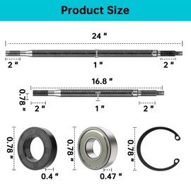 10L0L Golf Cart Rear Axle Shaft with Bearing Seal Kit for 1994-2013 EZGO TXT/Medalist Electric Models, Replace #20377-G11#20377-G12 Driver Side, Passenger Side (16 3/4" + 23 7/8" Length) Axle Shaft