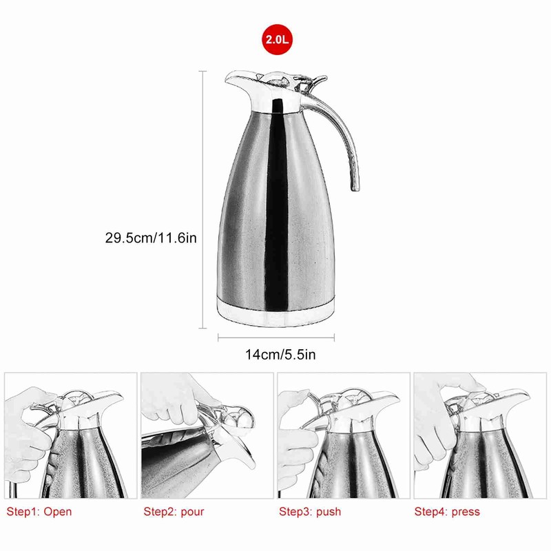 Stainless Steel Coffee Pot Double Wall Vacuum Insulated Thermo Jug