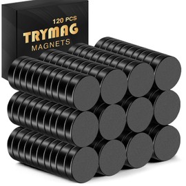 TRYMAG 120Pcs Small Refrigerator Magnets, Black Rare Earth Magnets for Fridge, Strong Neodymium Magnets Round Circle Magnets for Whiteboard, Billboard, Crafts, Office, Tiny Round Button Magnets
