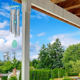 Woodstock Wind Chimes for Outside, Outdoor Decor, Patio and Garden Decor for Outside Front Porch Decor (24") Beachcomber Wind Chime Gracious Green Decorative Wind Chime (BCGG)