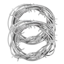 Toyvian 2pcs Barbed Wire 8ft/240cm Imitation Barbed Wires Prop Fake Silver Barbed Barb Wire for Haunted House Decor