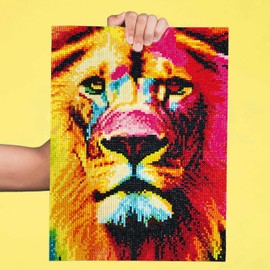 CRAZE DIAMONDZ LION Children's Diamond Painting Set, DIY Diamond Painting Craft Set, Mosaic Making for Children with Accessories, 36 x 27 cm