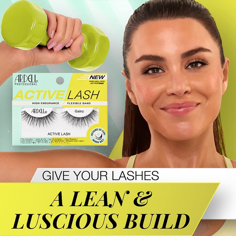Ardell Active Lashes Gainz - Long-Lasting False Eyelashes, Sweat-Resistant, Reusable