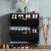 QIVOMIX Shoe Cabinet Storage,Modern Freestanding Organizer with 2 Flip Drawers,Narrow