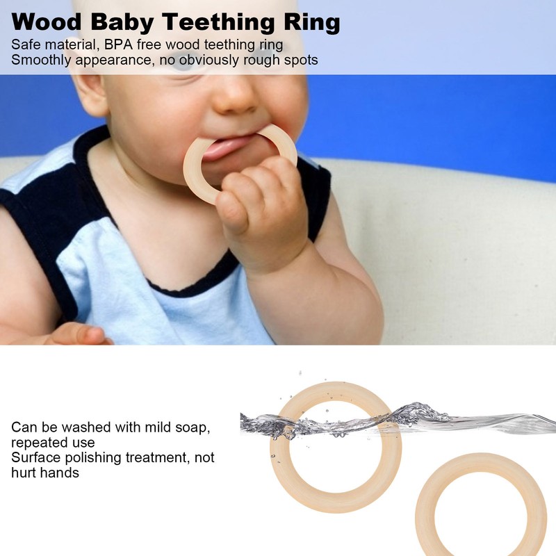 20Pcs Wood Baby Natural Teething Rings DIY Jewelry Circle Pendant