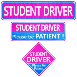 3Pcs Student Driver Car Magnet Reflective New Driver Magnet for Car Reflective Student Driver Sticker Reusable Car Bumper Sticker Please Be Patient Keep Distance Safety Sign
