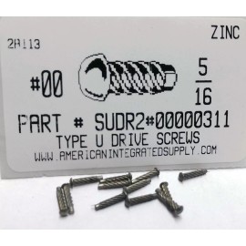 AMERICANINTEGRATEDSUPPLY.COM #00x5/16 Round Head U-Drive Screws Steel Zinc Plated (1000)