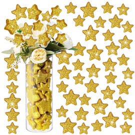 Teenyyou 60 Pcs Glitter Star Foam Vase Fillers Table Decor Floating Glitter Gold Stars Foam Gold Star Filler Glitter Ornaments Candle Centerpieces for Table Wedding Christmas Table Scatter, 3 Size