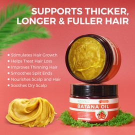 Batana Oil for Hair Growth, 100% Pure Unrefined Batana Oil Promotes Hair thickness, Repairs Damaged Hair & Skin, Reduces Hair Loss, Batana Oil for Healthier Fuller Hair (120g)