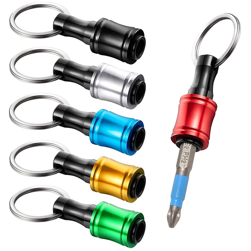 ieron 6Pcs Hex Shank Bits Holder Keychain, 1/4 inch Aluminum
