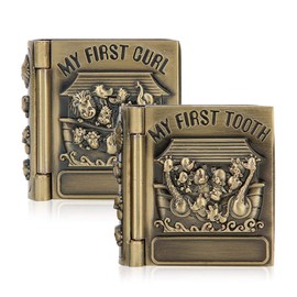 Agatige Baby Tooth Fairy Box, Vintage Style First Tooth and Curl Set Memory Storage Box Baby Keepsake Box Gifts for Boys Girls New Born Baby, 1.6 x 1.5 x 0.8 in