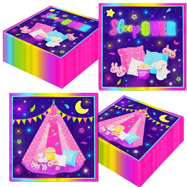 40 servilletas de fiesta de pijamas, servilletas de papel para