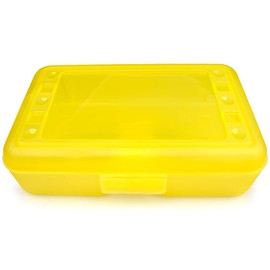 Craft County | Transparent Pencil Box | Colored Utility Box Storage Office Supplies Organizer | Yellow