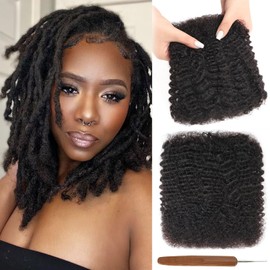 PORSMEER Afro Kinky Curl Bulk Real Hair 8 Inches 30 g/Pack 100% Real Hair for Dreadlocks & Loc Extensions Faux Locs Braiding Twist Afro Kinky Bulk Real Hair Can Be Dyed and Bleached (Black - 16