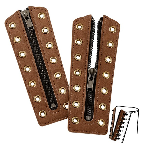 PH PandaHall 2pcs Leather Lace-In Boot Zipper Inserts 6.3x2.3 Inch