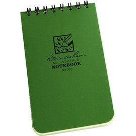 Rite in the Rain Weatherproof Top-Spiral Notebook, 3" x 5", Green Cover, Universal Pattern (No. 935)