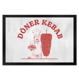 speecheese Doner Kebab Funny Doormat XL in 40 x 60 cm with Doner Motif Funny Doormat for Students WG Doormat with Rotisserie